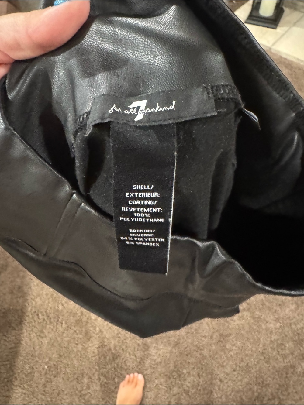 7 For All Mankind Black Faux Leather Leggings XS